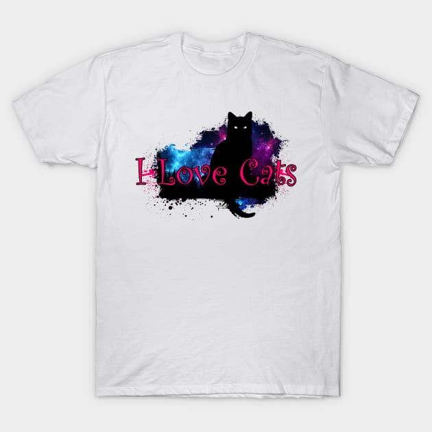 I Love Cats - Galaxy T-Shirt by Scailaret